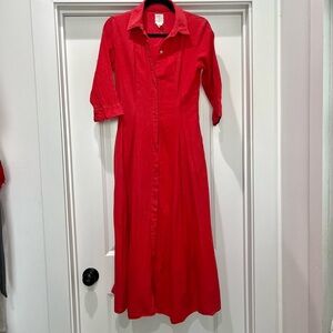 Joie Red Linen Blend Midi Dress